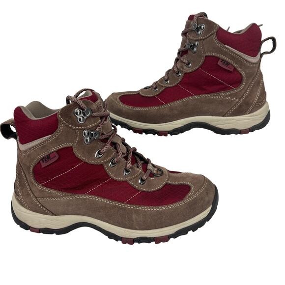 L L Bean Hiking Boot Size 8 Brown Red Suede Tek 2.0 Waterproof Primaloft 200 gm - Picture 1 of 11